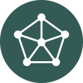 Icon of a pentagon with intersecting lines.